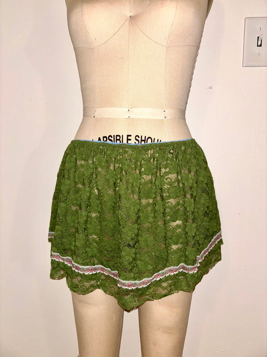 Green Lace Skirt L