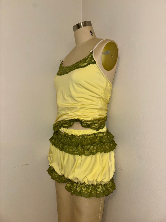 L Butter Yellow Cinched Shorts