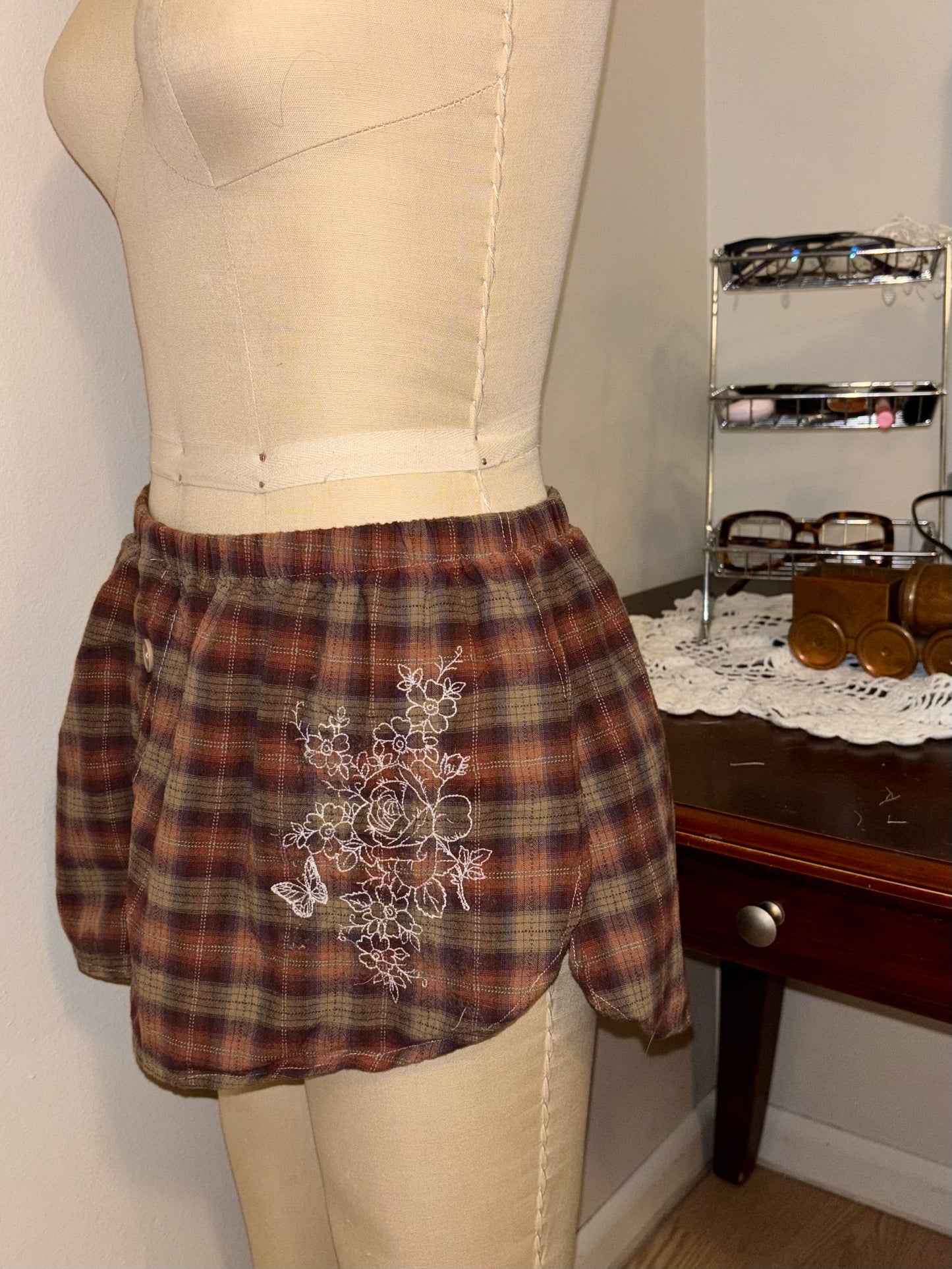 Mini Brown Plaid Boxers Large