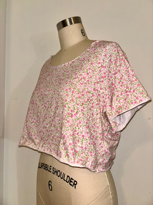 Floral Raw Hem Raglan Top L