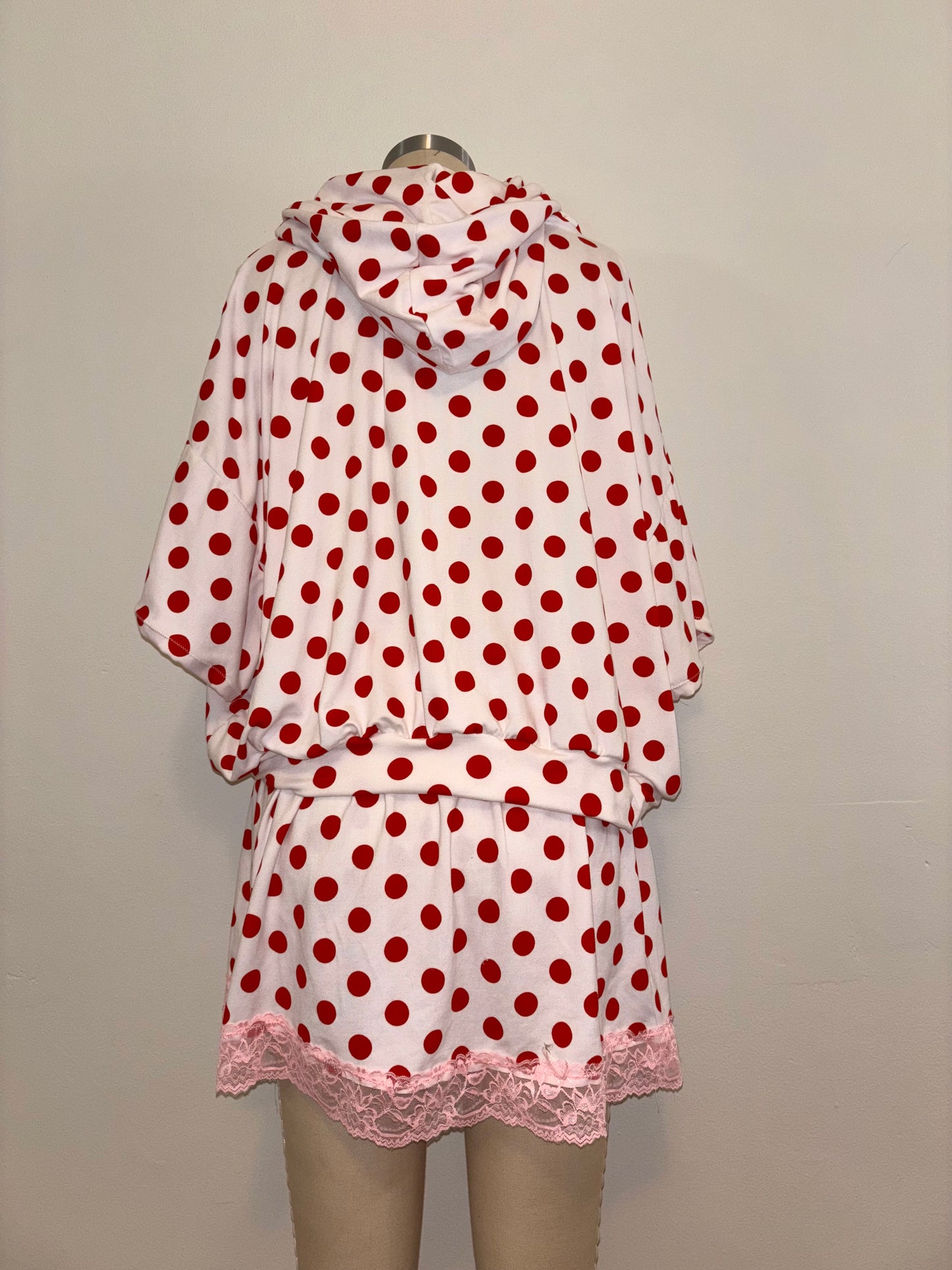 Red Polka Dot Hoodie XL