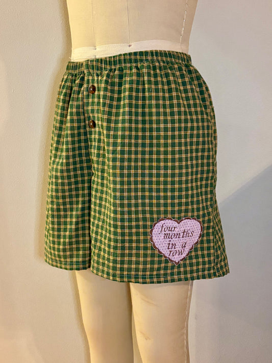 Long Green Plaid Boxers XL