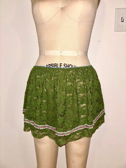 Green Lace Skirt L
