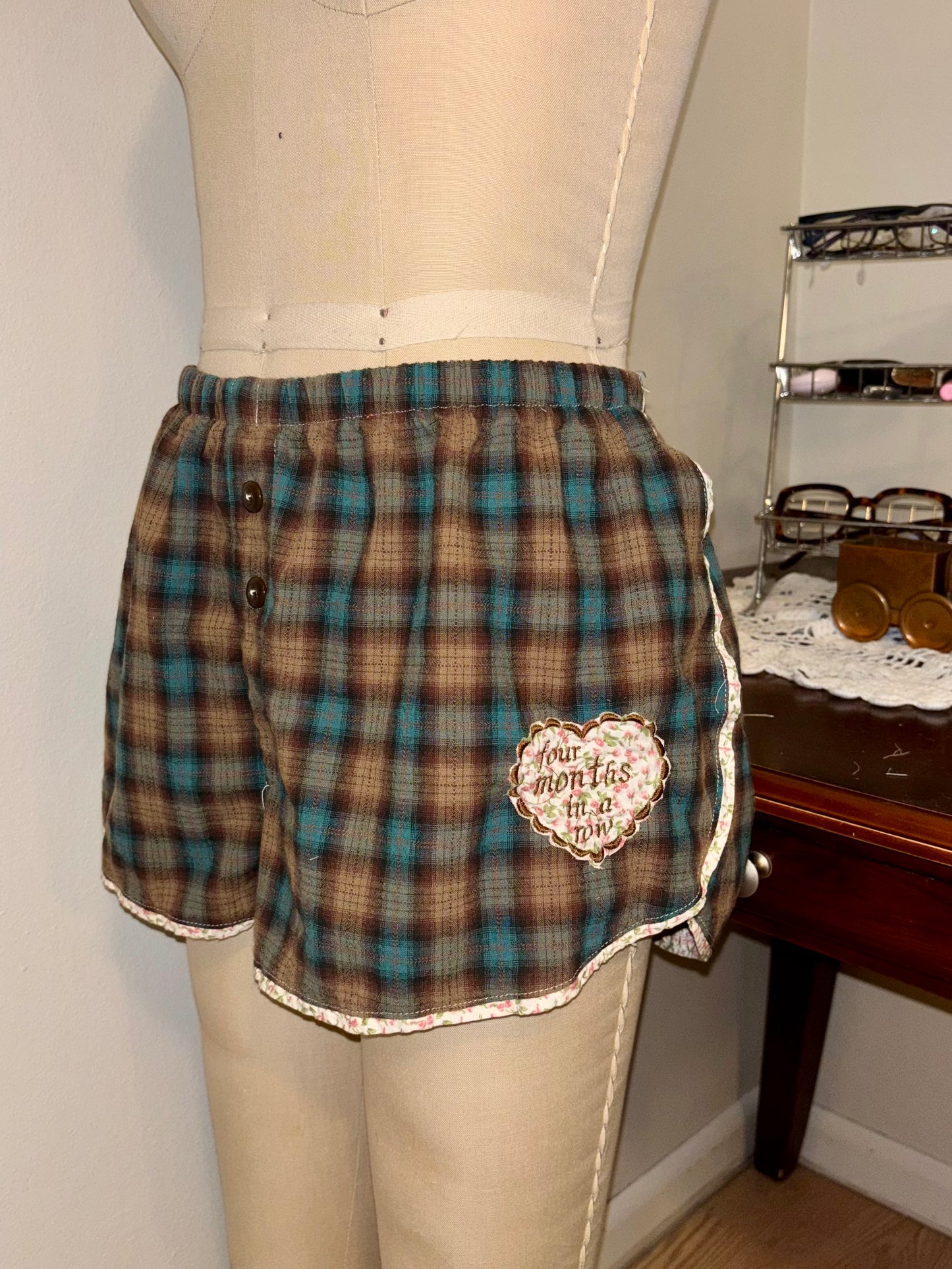Mini Blue Plaid Boxers Large