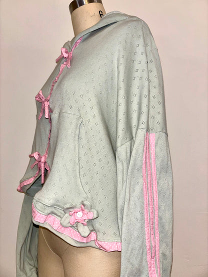 Mint Green Tie Hoodie L