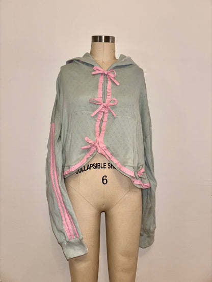 Mint Green Tie Hoodie L
