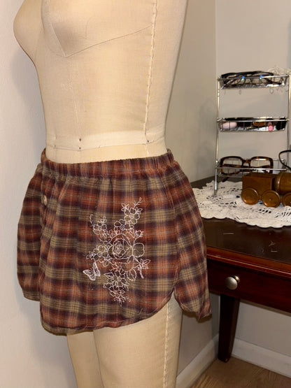 Mini Brown Plaid Boxers Large
