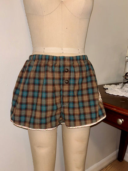 Mini Blue Plaid Boxers Large