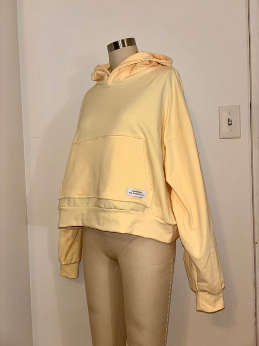 Four Months Butter Yellow Cropped Hoodie