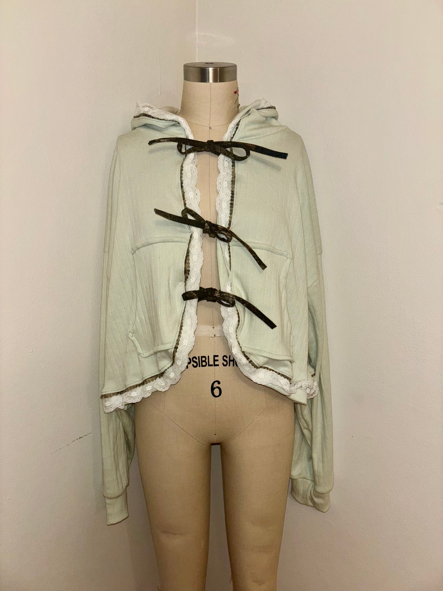 M Mint Green Tie Hoodie