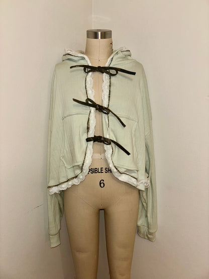 M Mint Green Tie Hoodie
