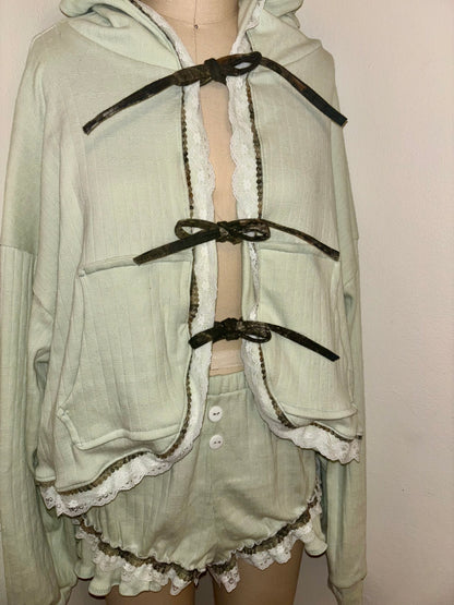 M Mint Green Tie Hoodie