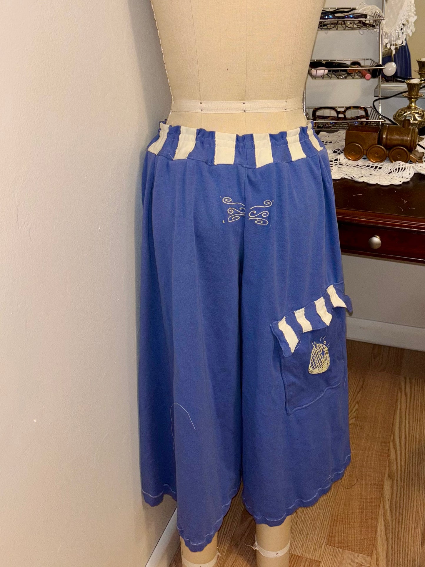 Blue and Butter Long Shorts Large