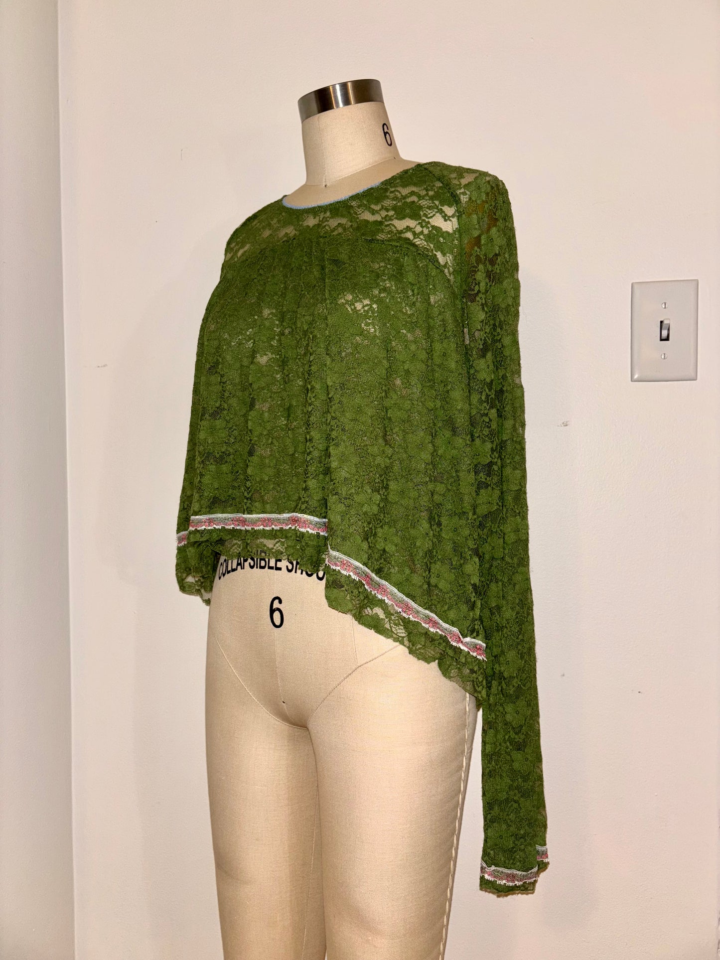 Green Lace Babydoll Top L