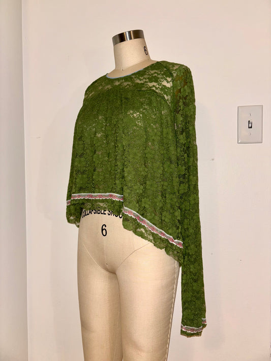 Green Lace Babydoll Top L