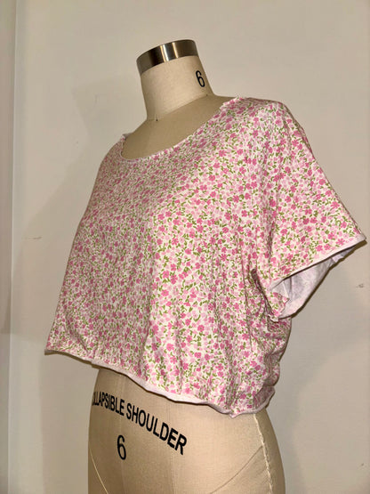 Floral Raw Hem Raglan Top L