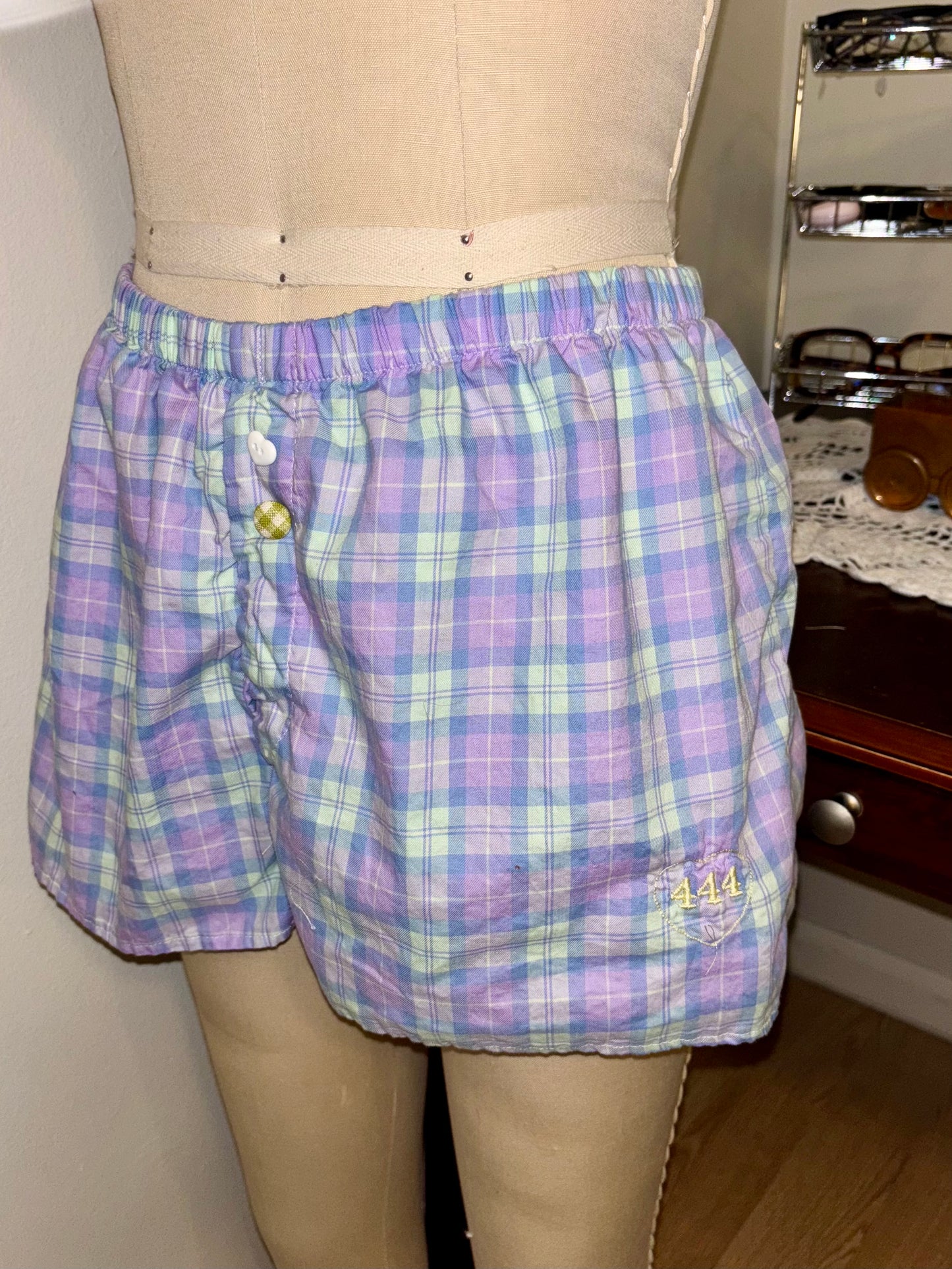 Purple Plaid Boxers Medium