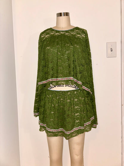 Green Lace Babydoll Top L