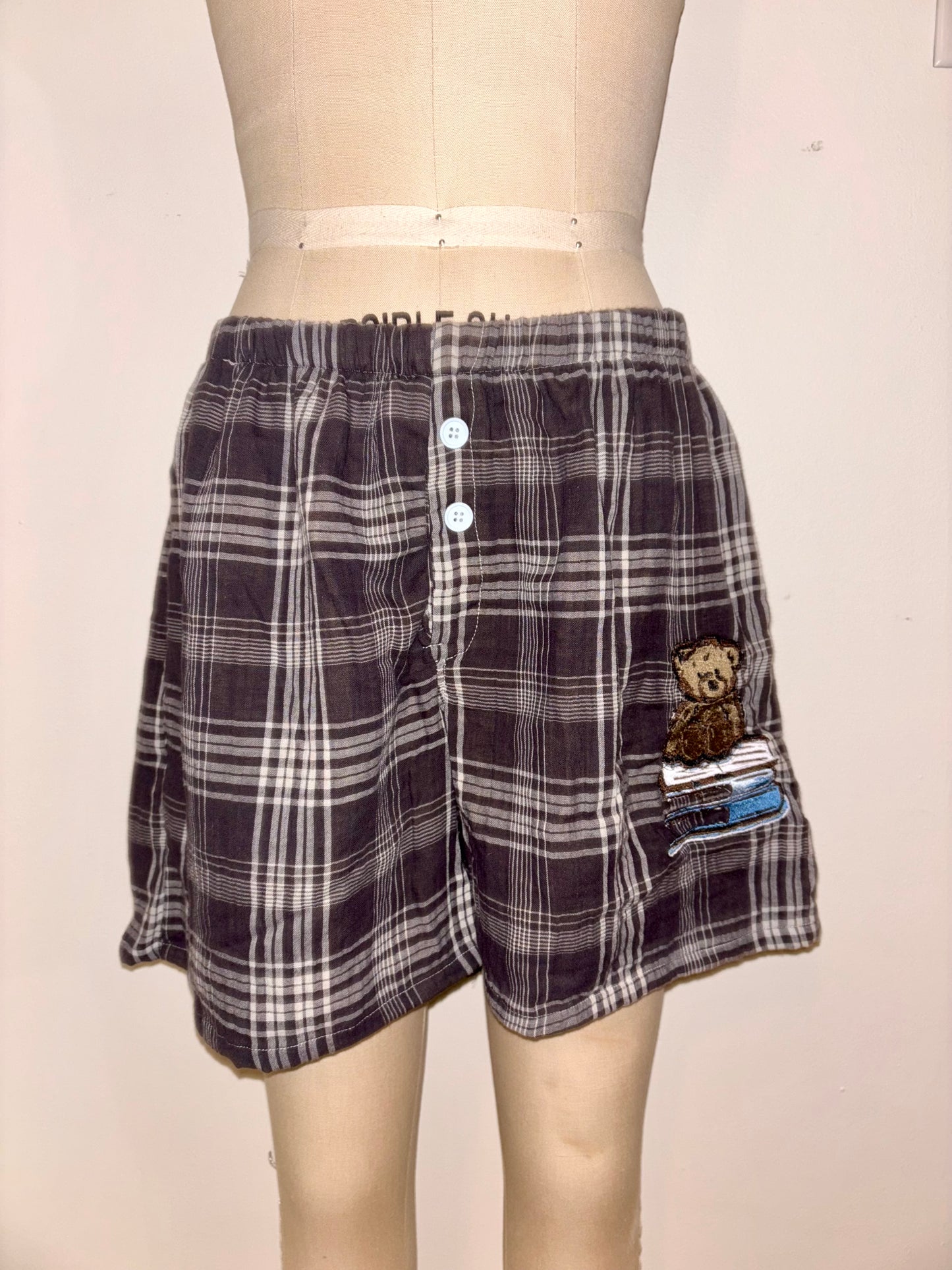 Book Bear Plaid Boxers M