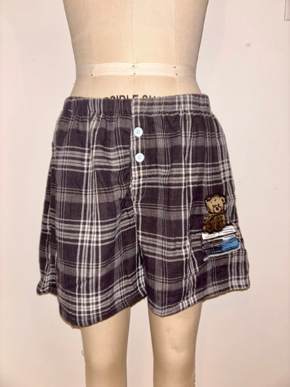 Book Bear Plaid Boxers M