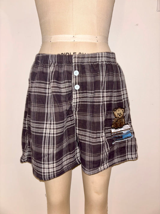 Book Bear Plaid Boxers M