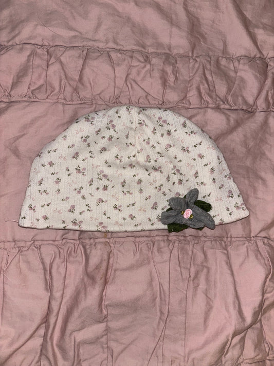 Floral and Grey Beanie