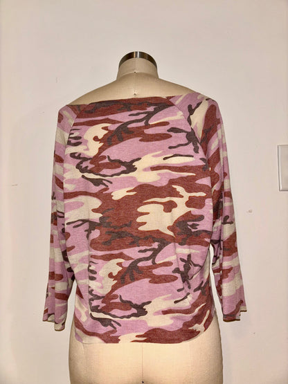 Camo Raw Hem Raglan Top L