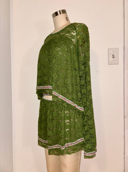 Green Lace Babydoll Top L