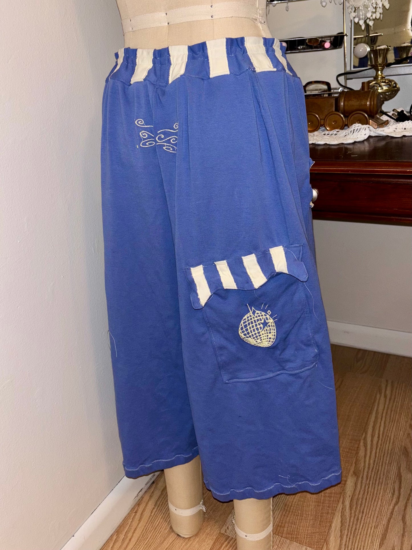 Blue and Butter Long Shorts Large