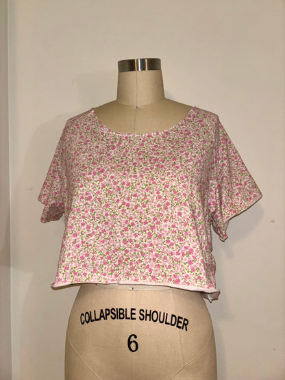 Floral Raw Hem Raglan Top L