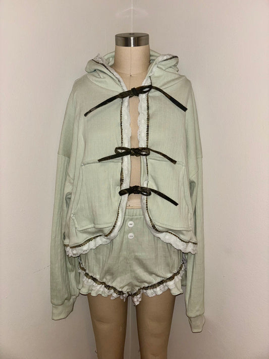 M Mint Green Tie Hoodie
