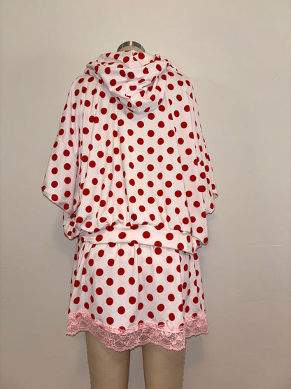 Red Polka Dot Hoodie XL