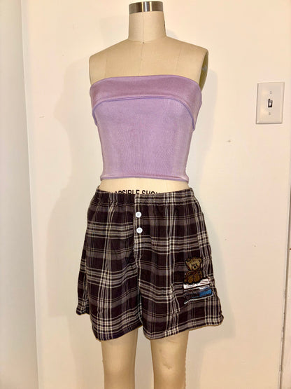 Book Bear Plaid Boxers M
