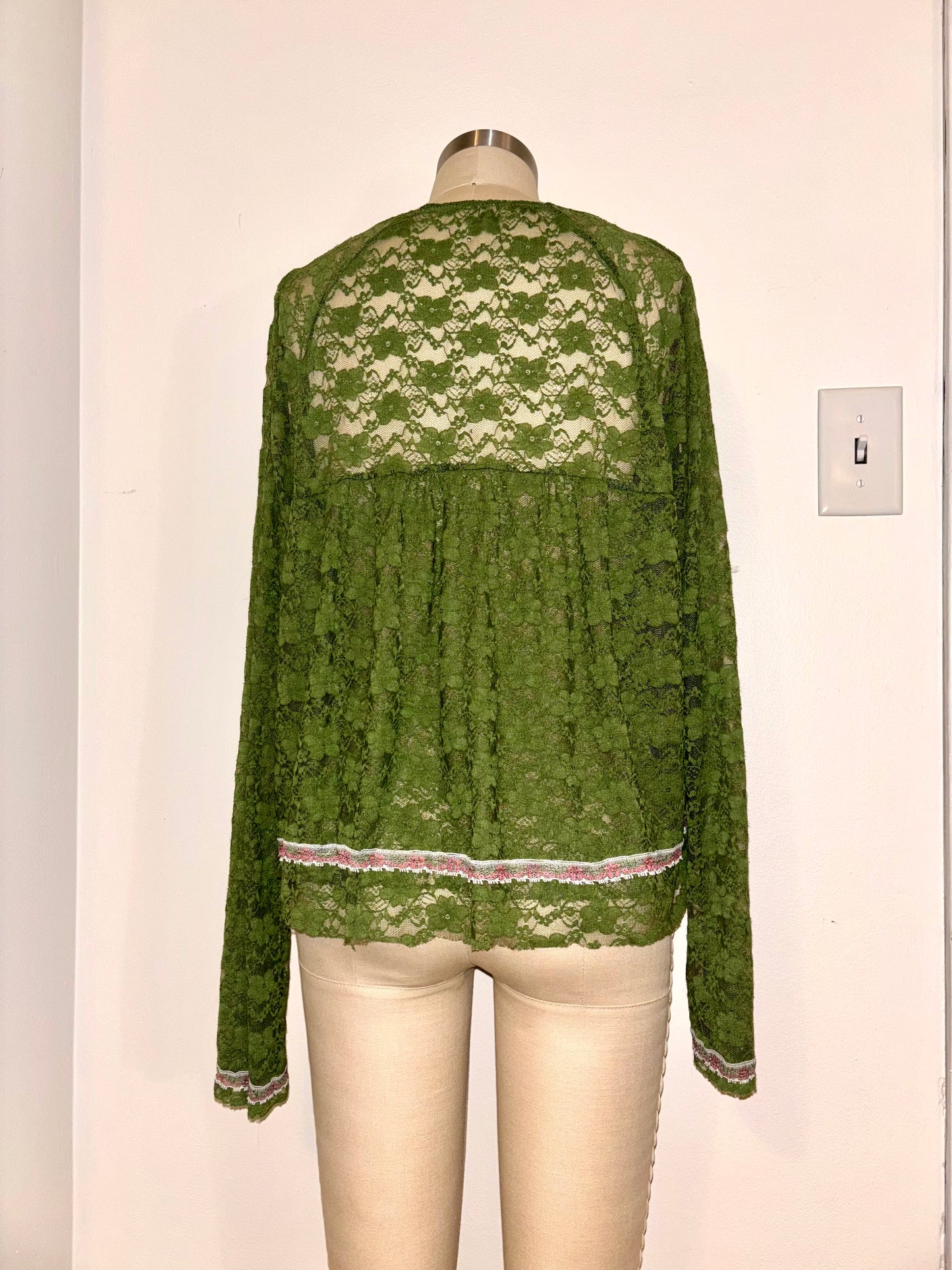 Green Lace Babydoll Top L