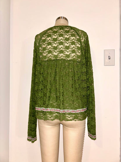 Green Lace Babydoll Top L