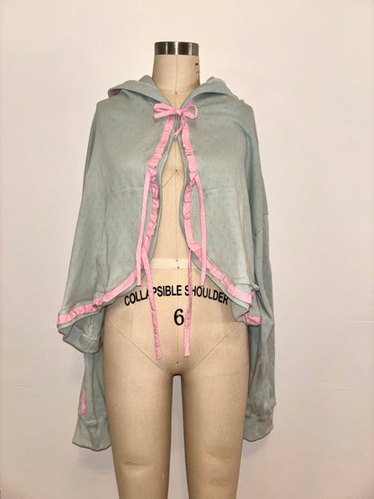 Mint Green Tie Hoodie L