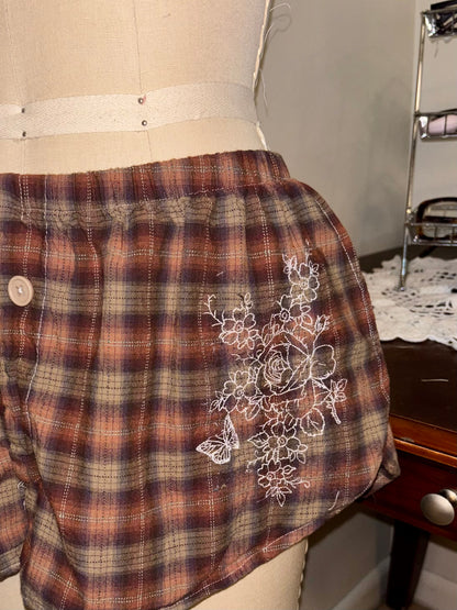 Mini Brown Plaid Boxers Large