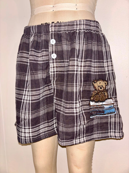 Book Bear Plaid Boxers M
