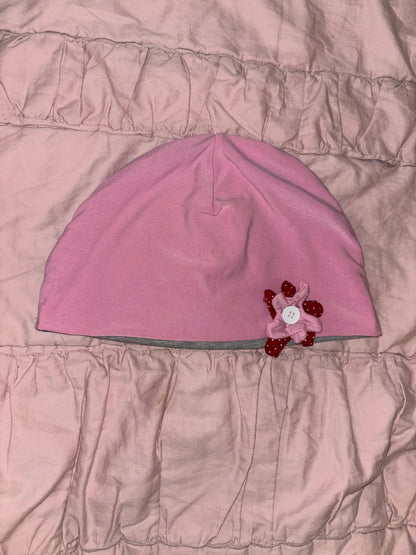 Pink and Grey Two-Tone Beanie