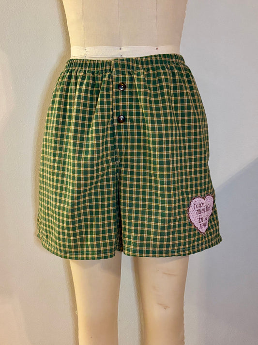 Long Green Plaid Boxers XL