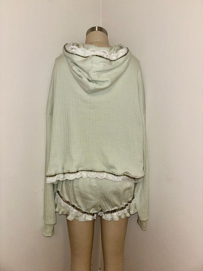 M Mint Green Tie Hoodie